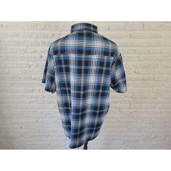 Roadblock Mens Shirt 3XL Short Sleeve Blue Plaid Collar Button Up PLA28E - Picture 5 of 8